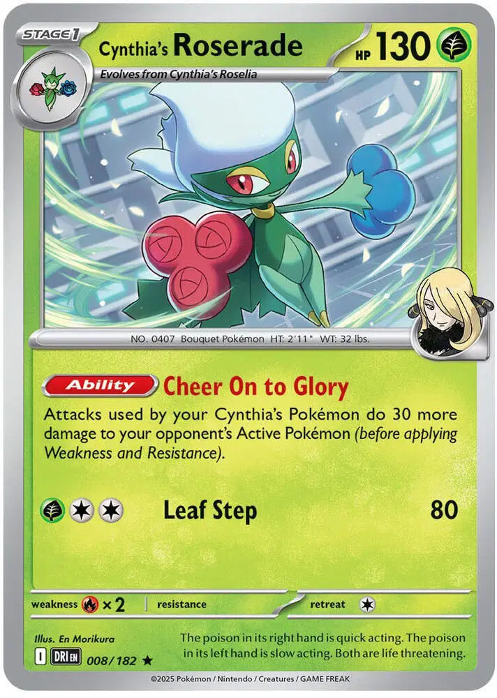 Cynthia's Roserade Pokemon • Rare • 008/182