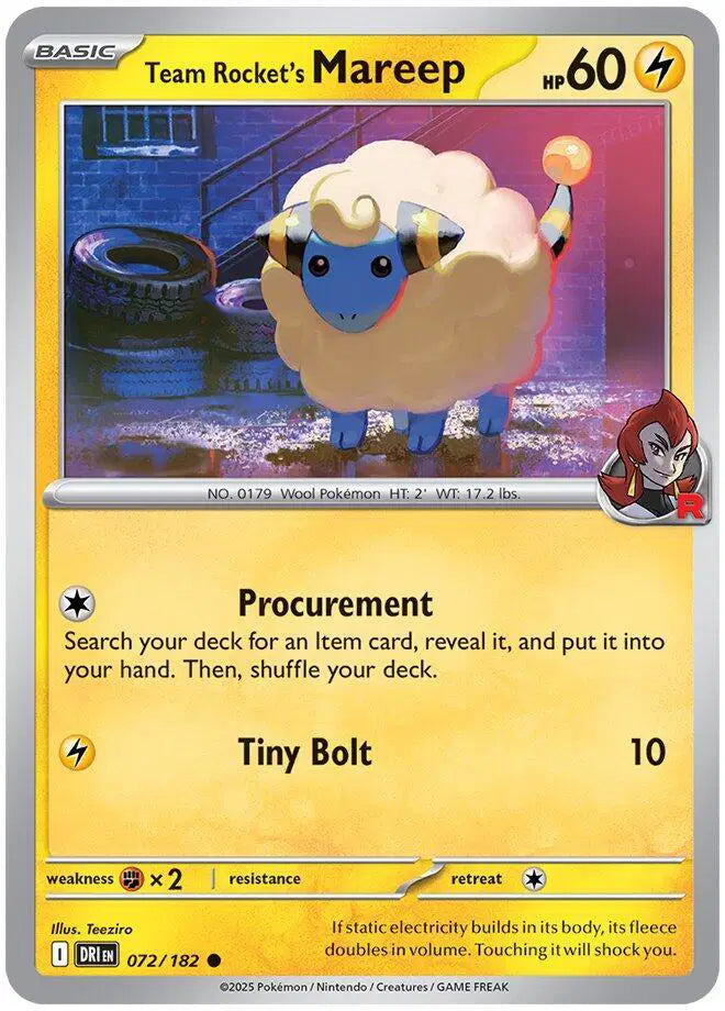 Team Rocket's Mareep Pokemon • Common • 072/182