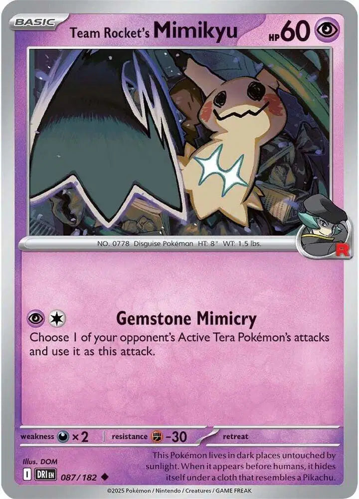 Team Rocket's Mimikyu Pokemon • Uncommon • 087/182
