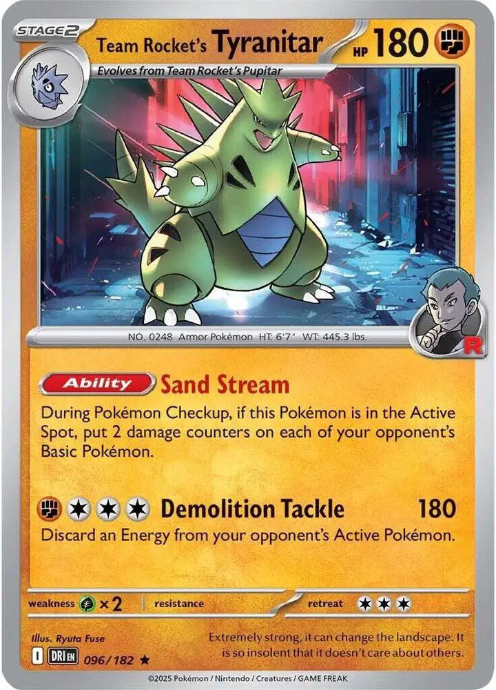 Team Rocket's Tyranitar Pokemon • Rare • 096/182