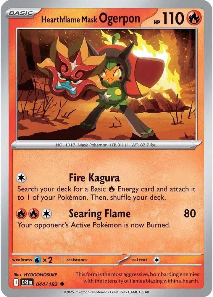 Hearthflame Mask Ogerpon Pokemon • Uncommon • 044/182