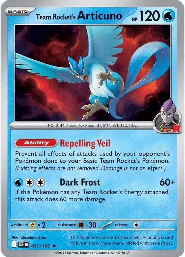 Team Rocket's Articuno Pokemon • Rare • 051/182