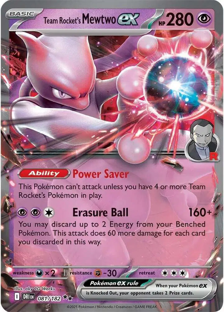 Team Rocket's Mewtwo ex Pokemon • Double Rare • 081/182