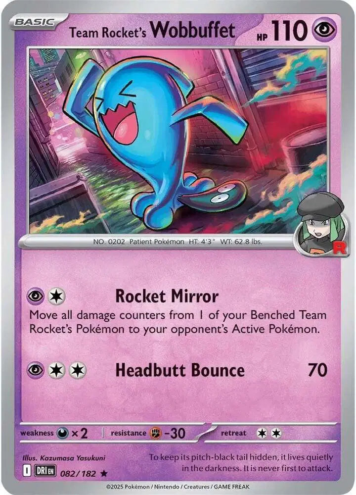 Team Rocket's Wobbuffet Pokemon • Rare • 082/182