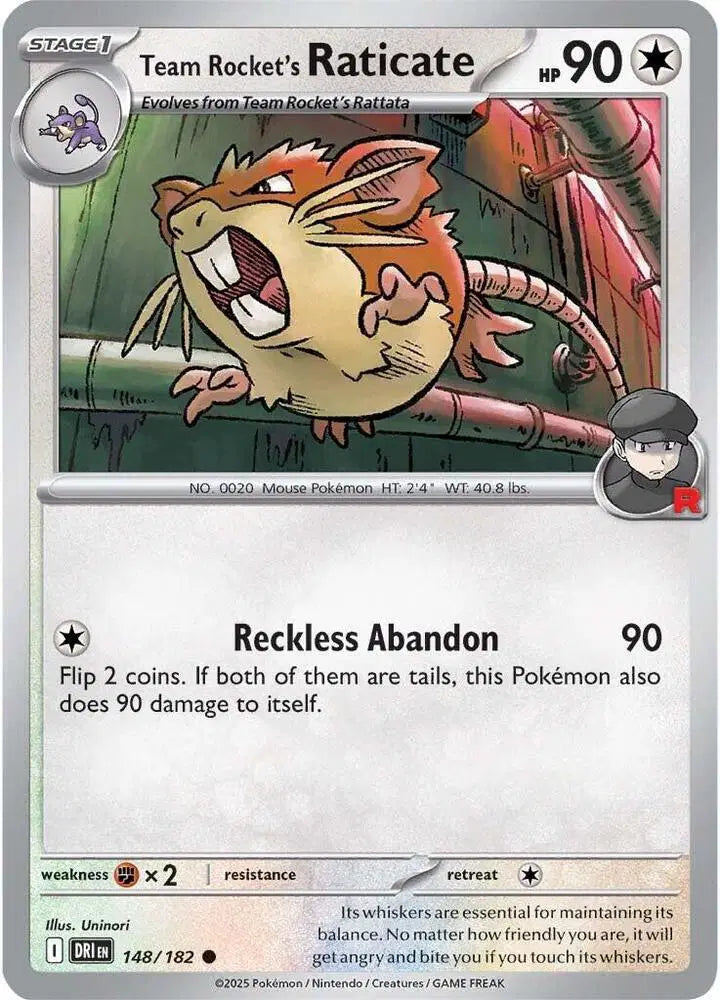 Team Rocket's Raticate Pokemon • Common • 148/182
