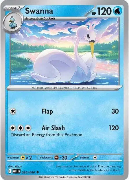 Swanna Pokemon • Uncommon • 026/086