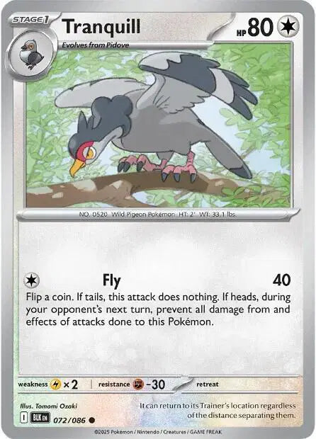 Tranquill Pokemon • Common • 072/086